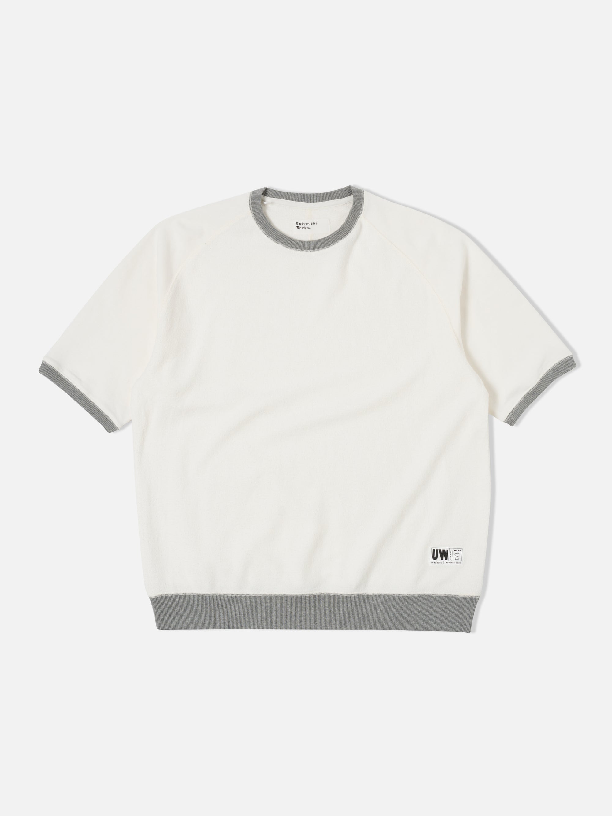 Ecru Brush Back Sweat Short Sleeve Crew