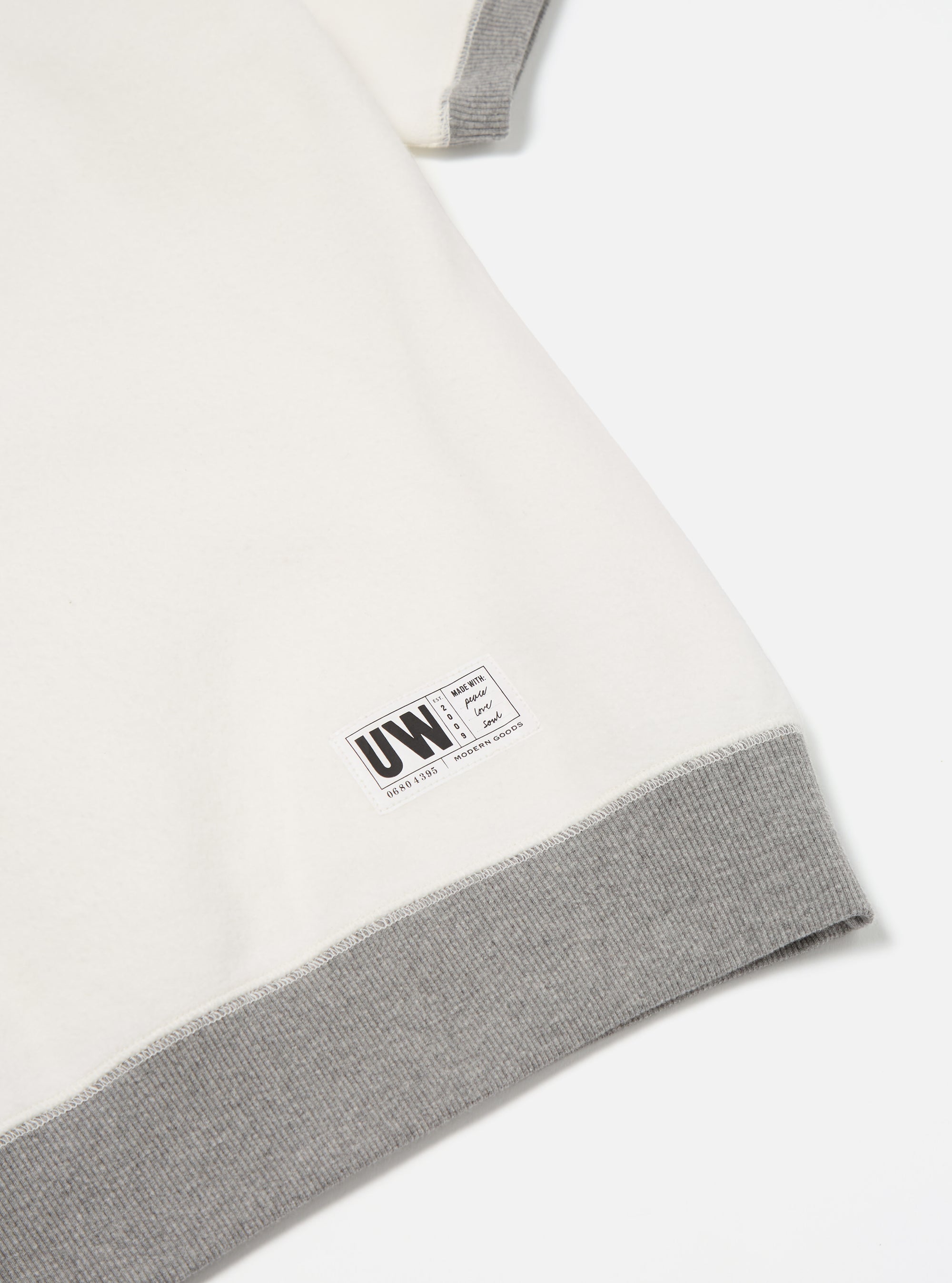 Ecru Brush Back Sweat Short Sleeve Crew