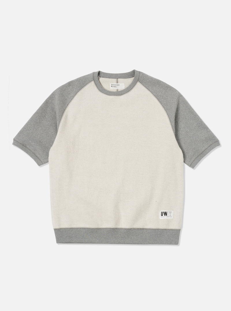 Grey Marl Brush Back Sweat Short Sleeve Crew