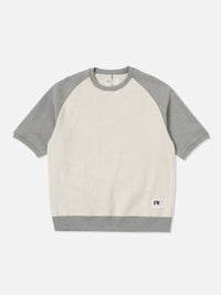 Grey Marl Brush Back Sweat Short Sleeve Crew