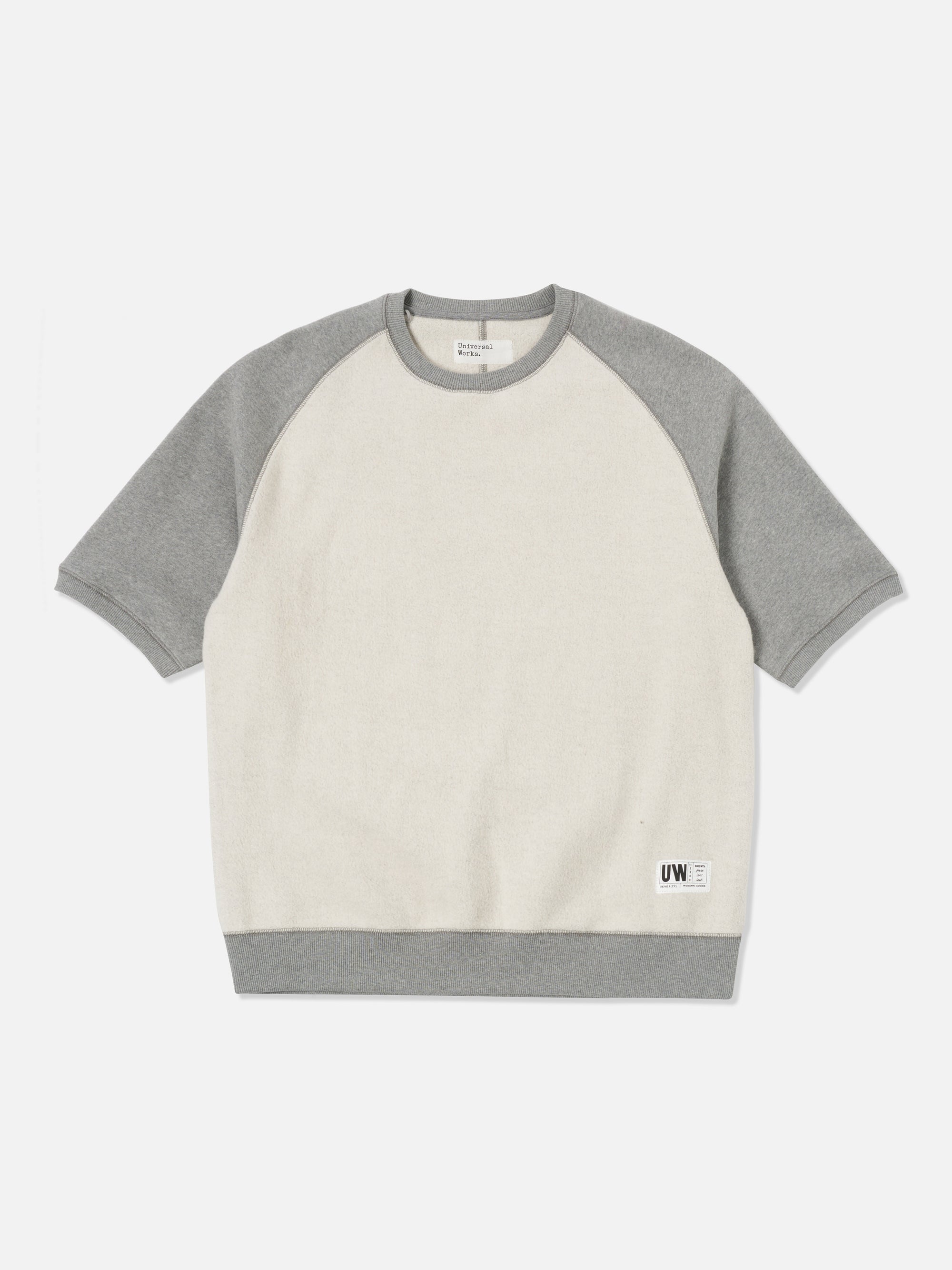 Grey Marl Brush Back Sweat Short Sleeve Crew