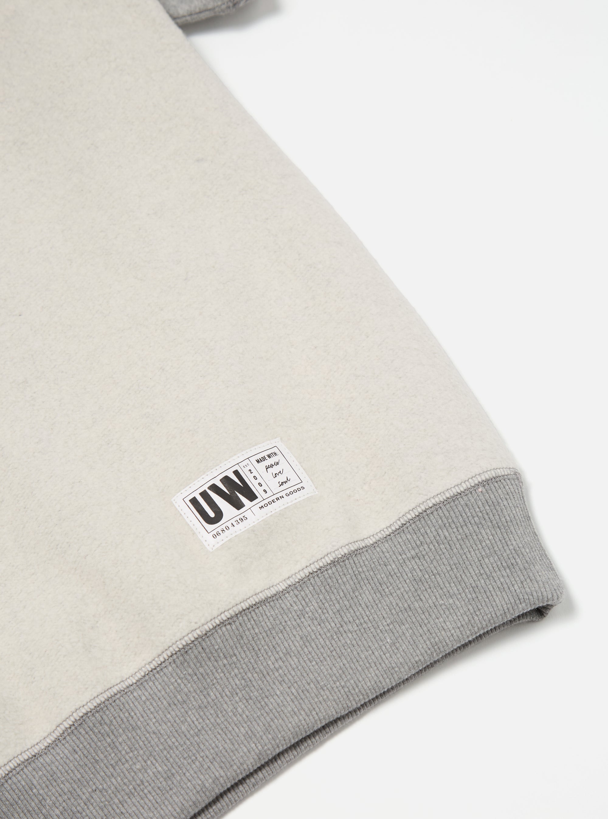 Grey Marl Brush Back Sweat Short Sleeve Crew