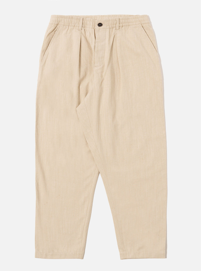 Ecru Vintage Twill Weave Pleated Track Pant