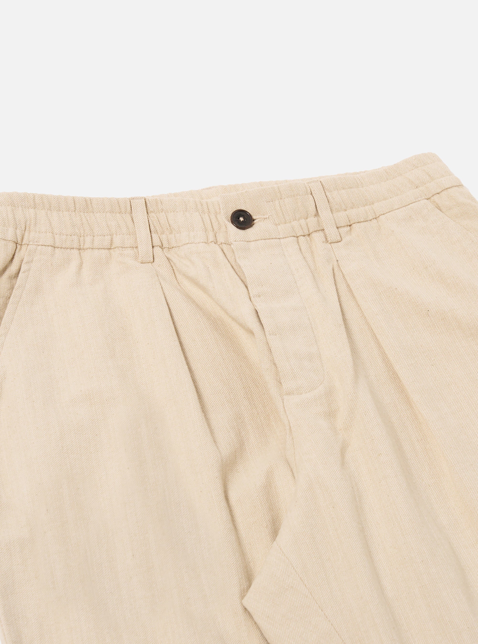 Ecru Vintage Twill Weave Pleated Track Pant