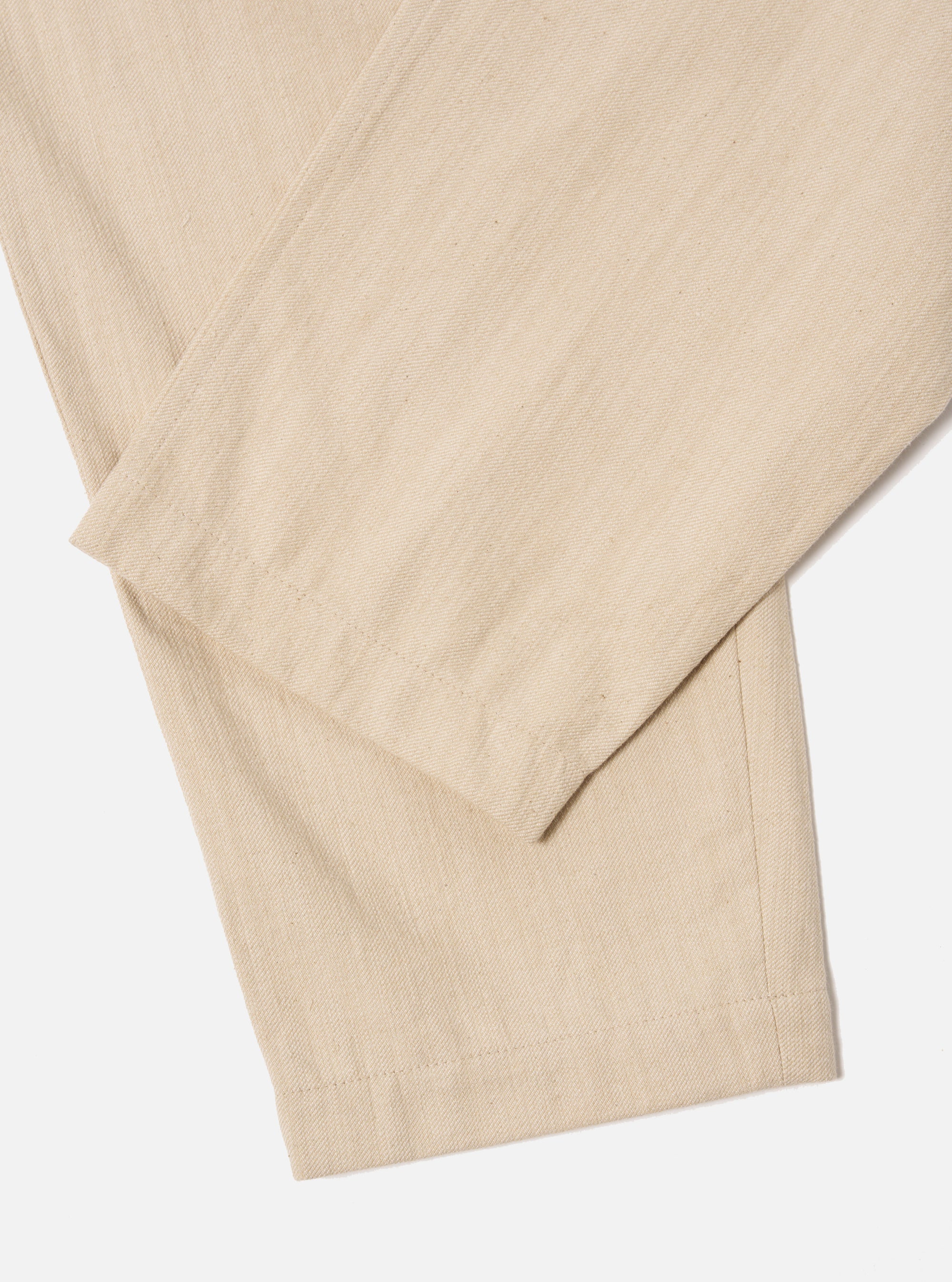 Ecru Vintage Twill Weave Pleated Track Pant