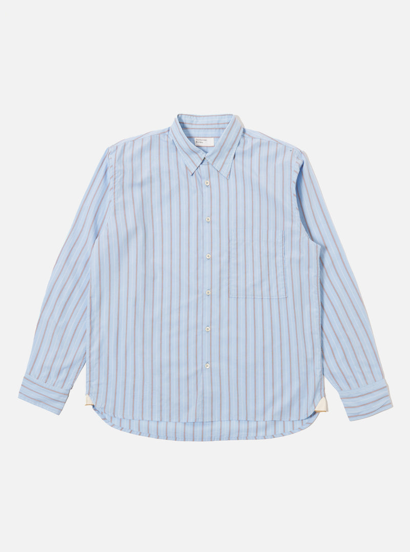Sky Blue Urban Stripe Square Pocket Shirt