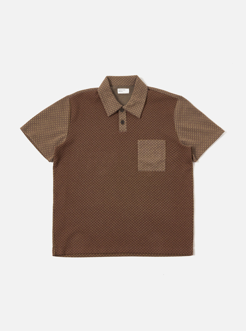 Brown Cotton Mix Fleece Newlyn Polo