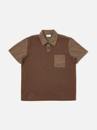 Brown Cotton Mix Fleece Newlyn Polo