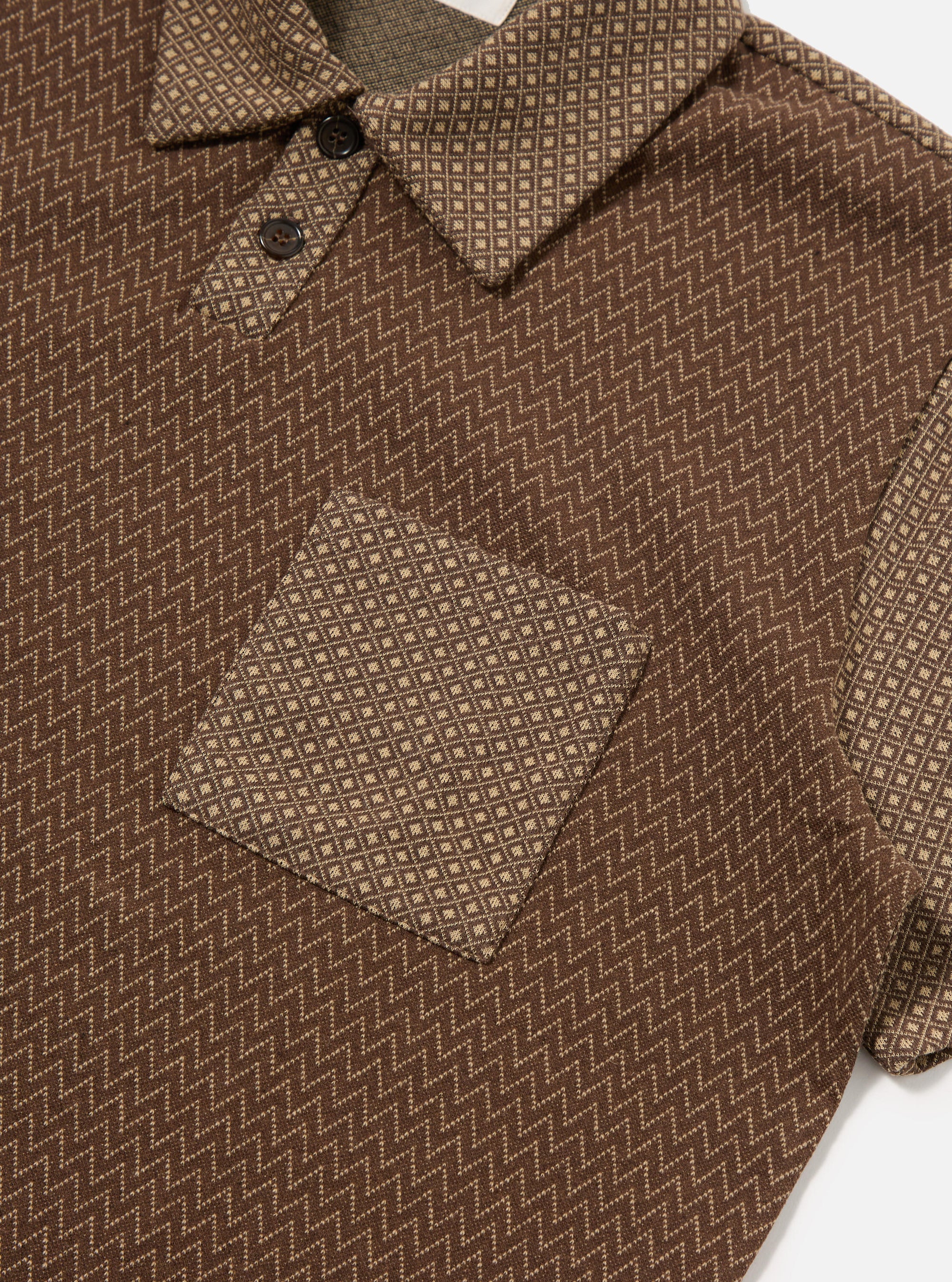 Brown Cotton Mix Fleece Newlyn Polo