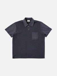 Navy Cotton Mix Fleece Newlyn Polo