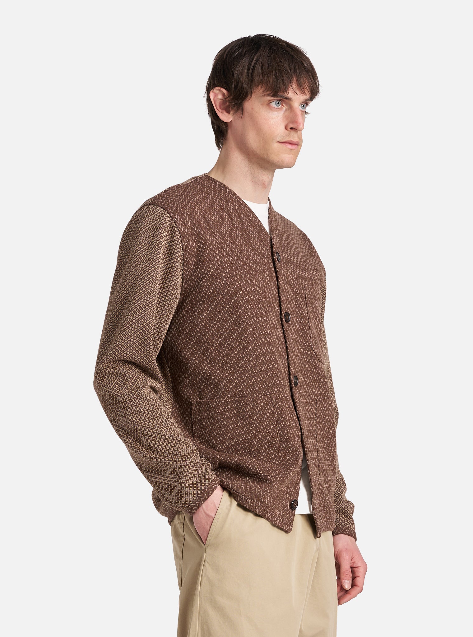 Brown Cotton Mix Fleece Cardigan