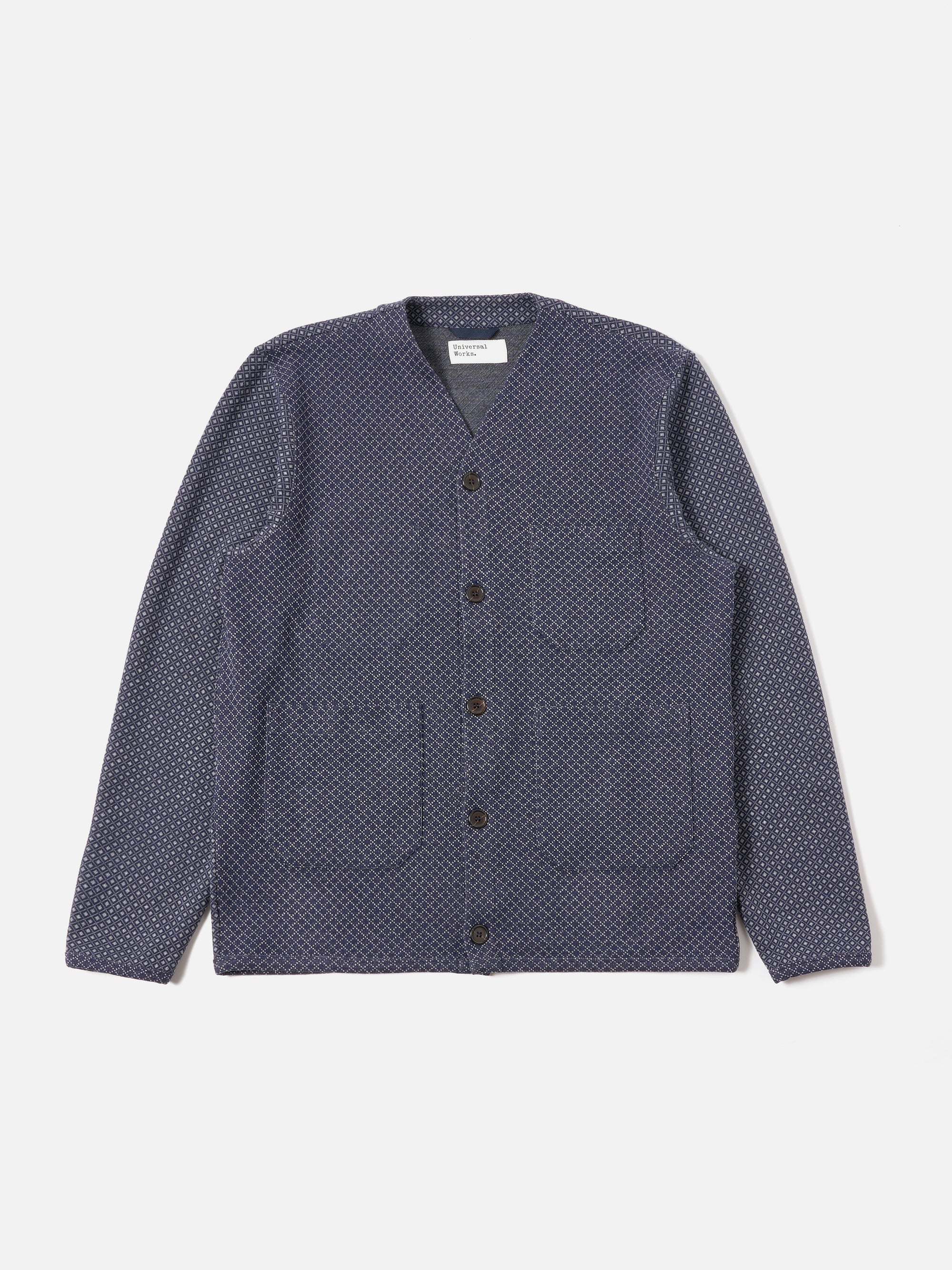 Navy Cotton Mix Fleece Cardigan
