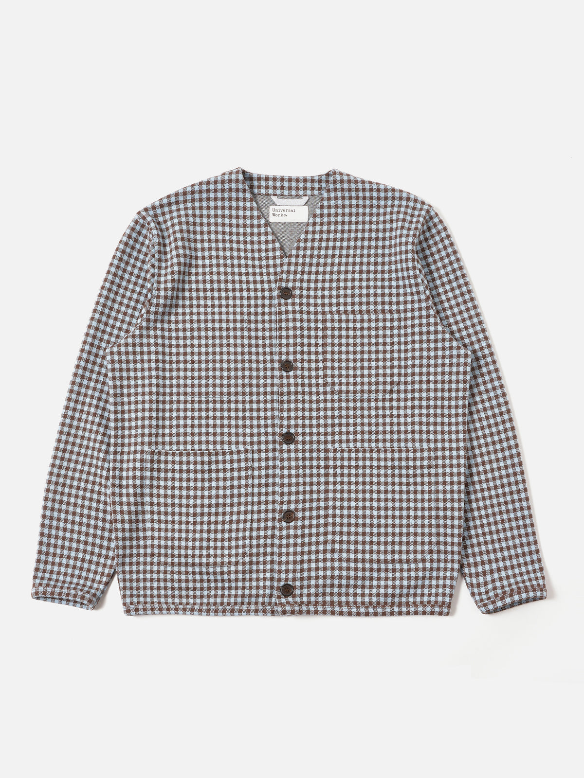 Brown/Sky Gingham Cotton Cardigan