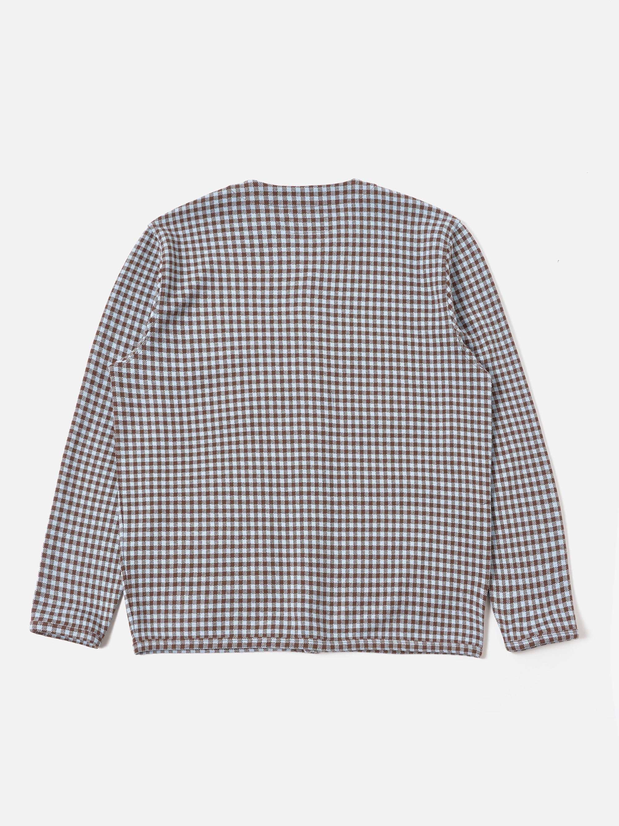 Brown/Sky Gingham Cotton Cardigan