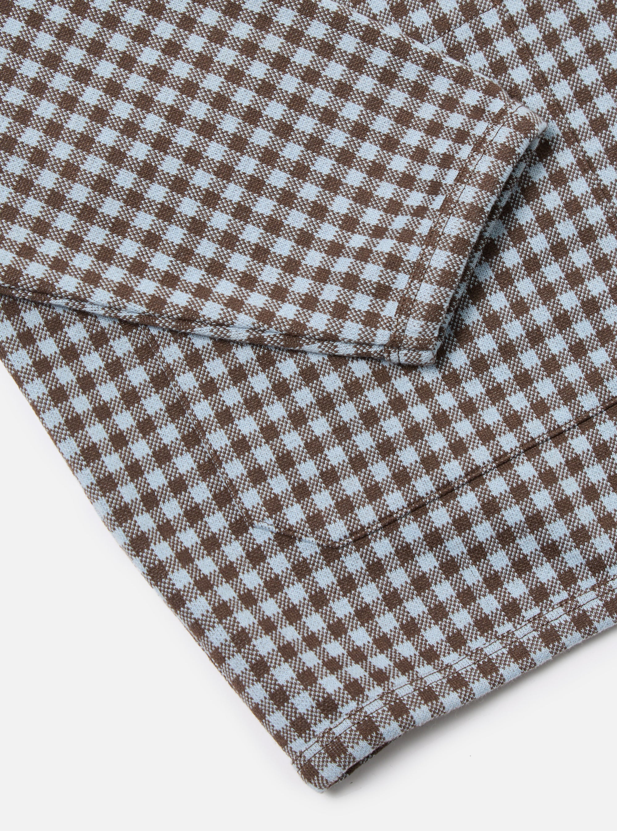 Brown/Sky Gingham Cotton Cardigan