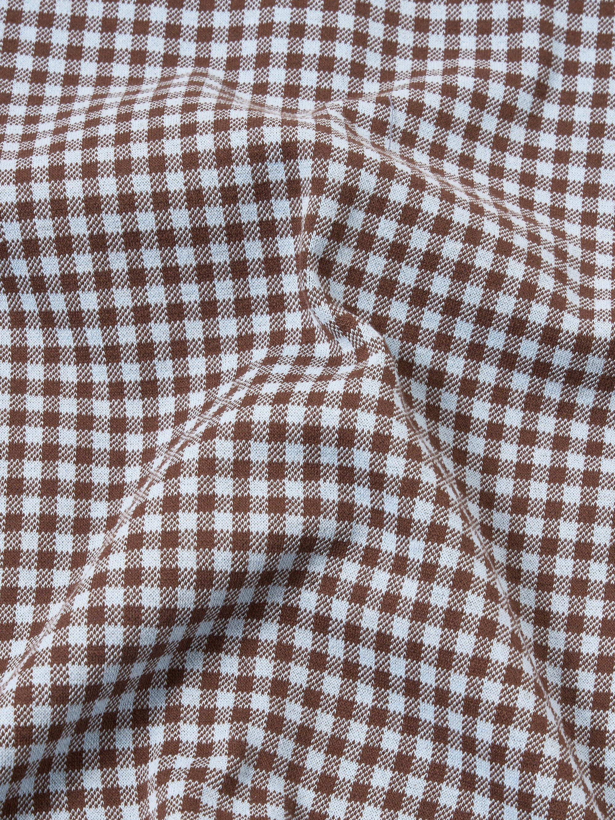Brown/Sky Gingham Cotton Zip Gilet