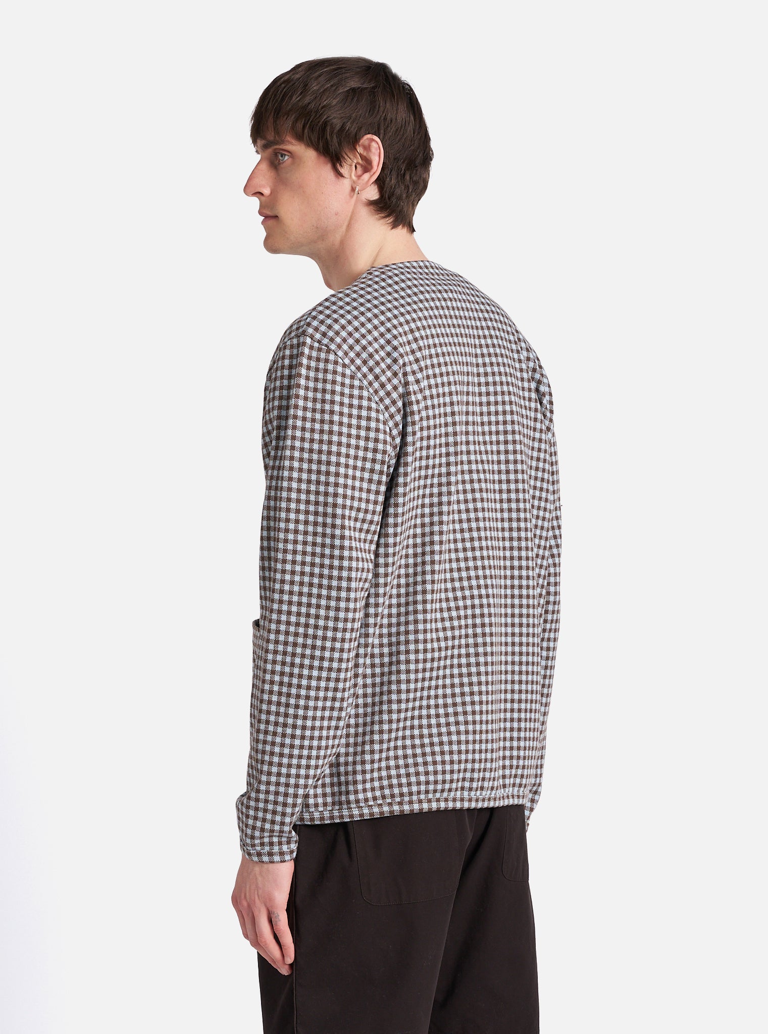 Brown/Sky Gingham Cotton Cardigan