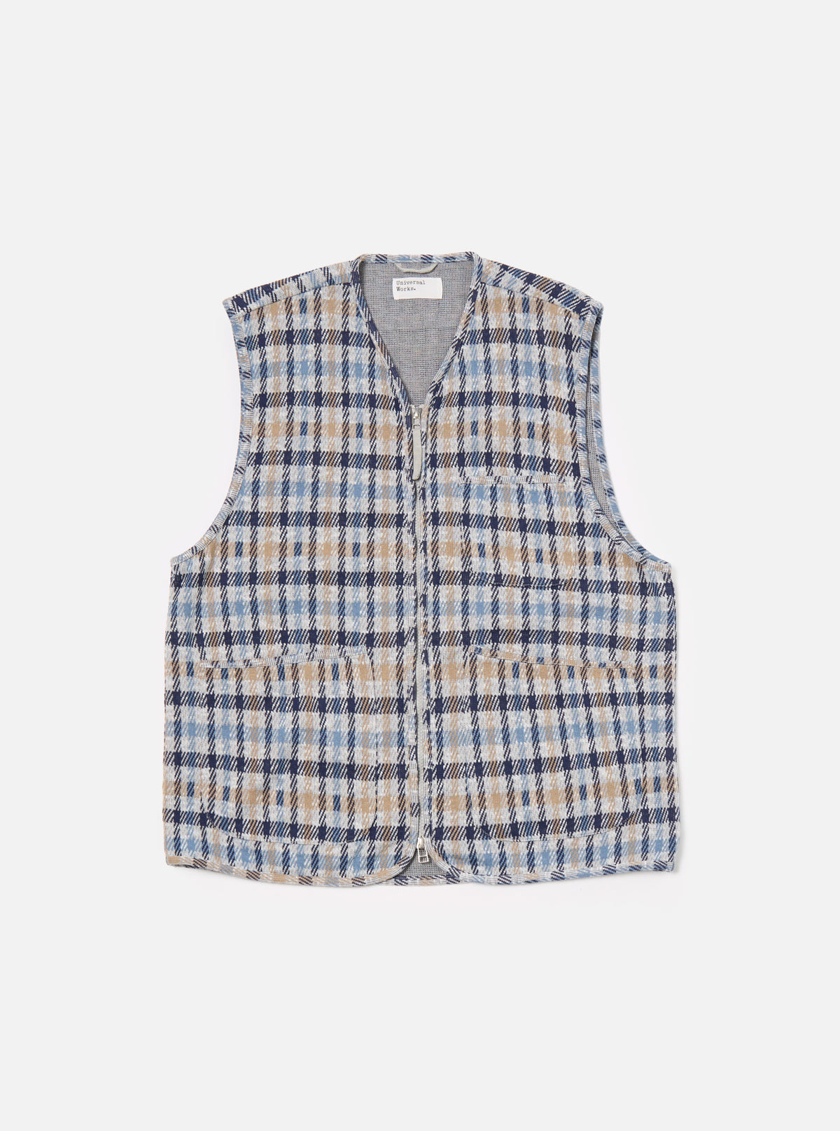 Brown/Blue Summer Check Zip Gilet