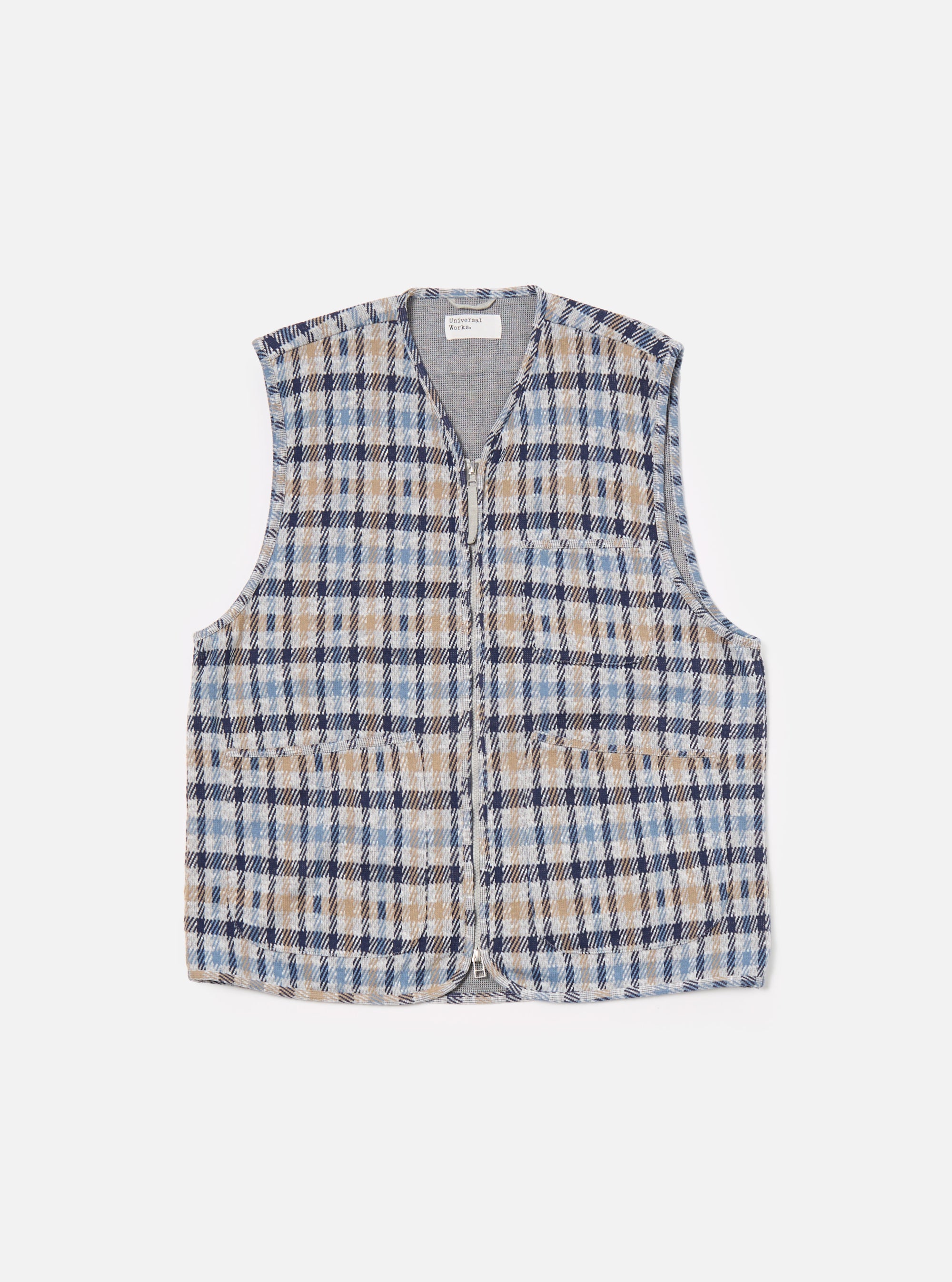 Brown/Blue Summer Check Zip Gilet