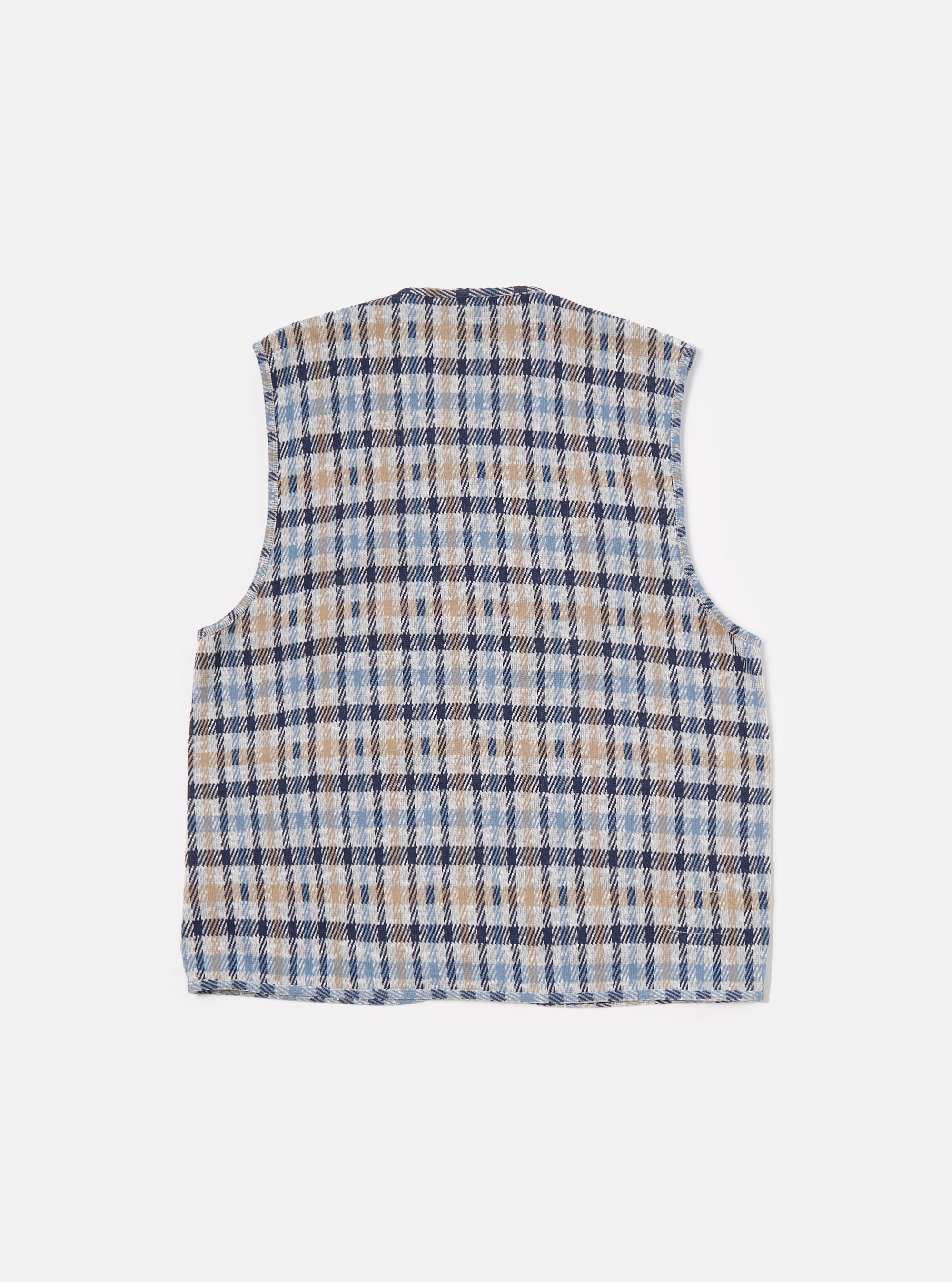 Brown/Blue Summer Check Zip Gilet