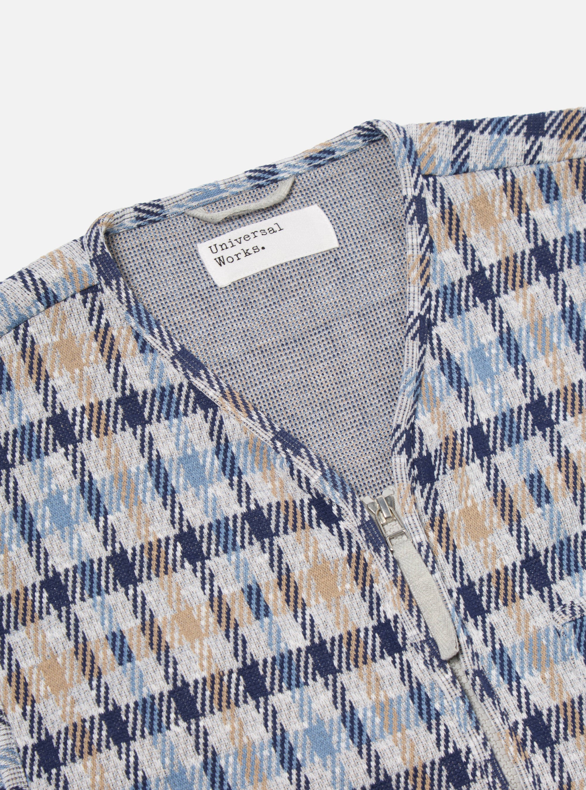 Brown/Blue Summer Check Zip Gilet