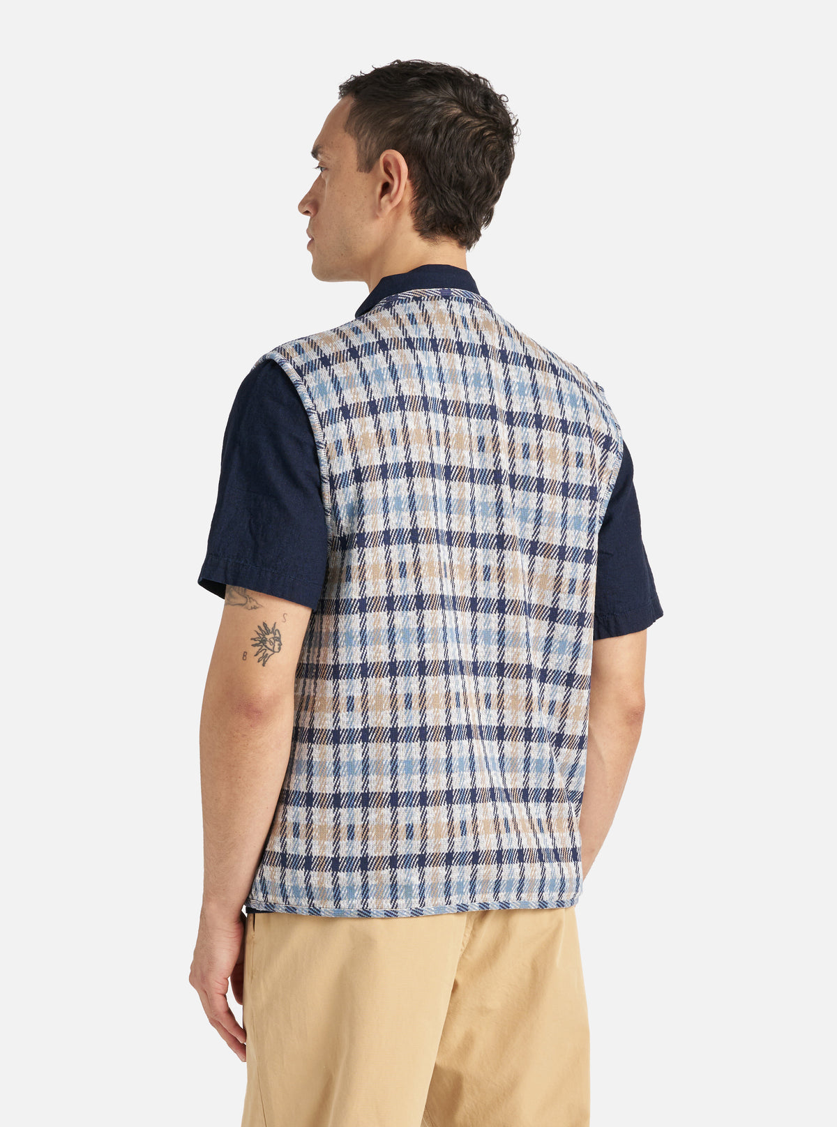 Brown/Blue Summer Check Zip Gilet