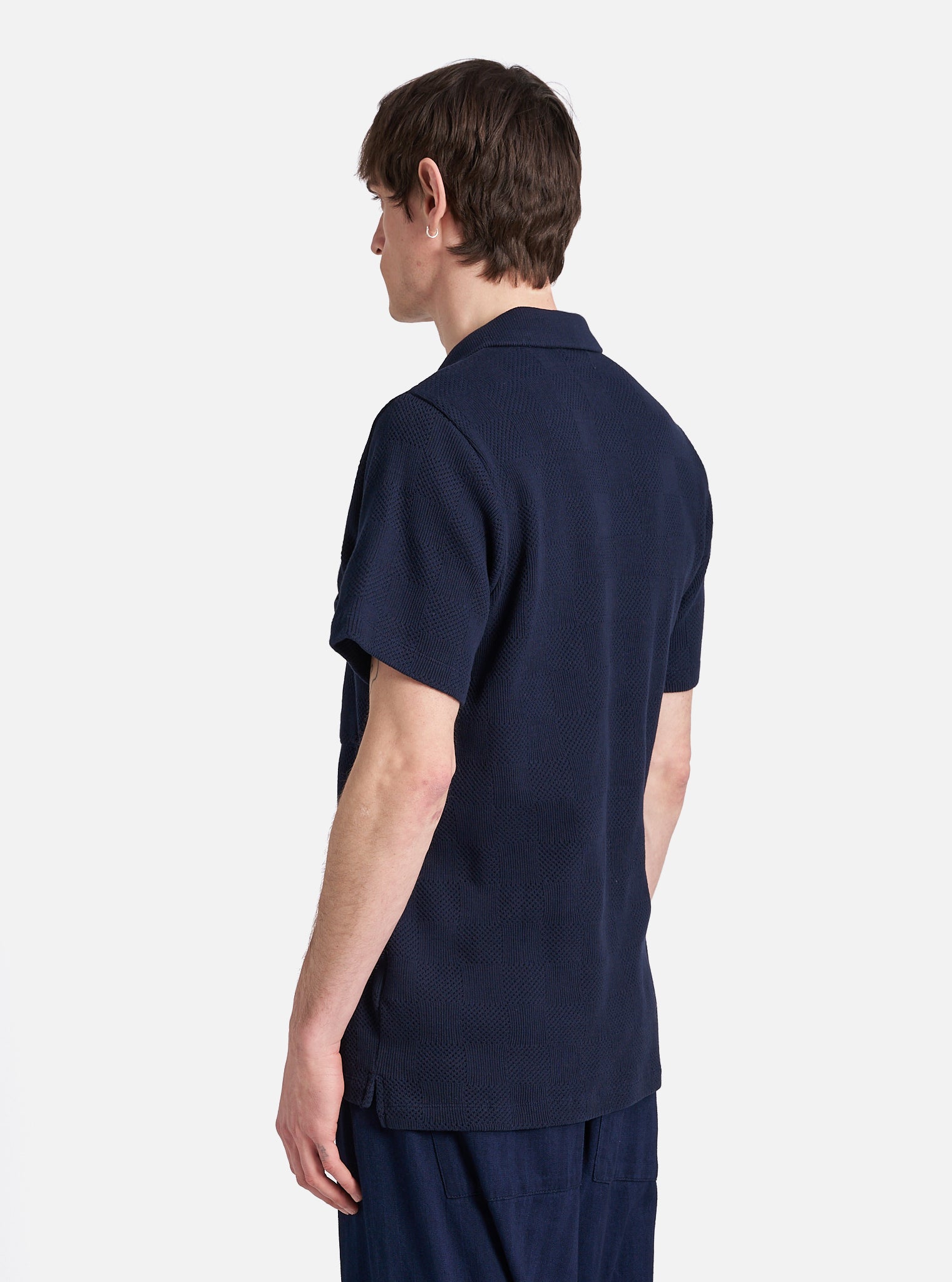 Bright Navy Fantasy Checkerboard Vacation Polo