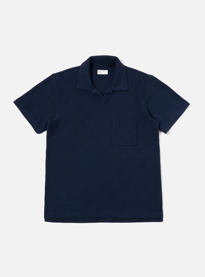Bright Navy Fantasy Checkerboard Vacation Polo