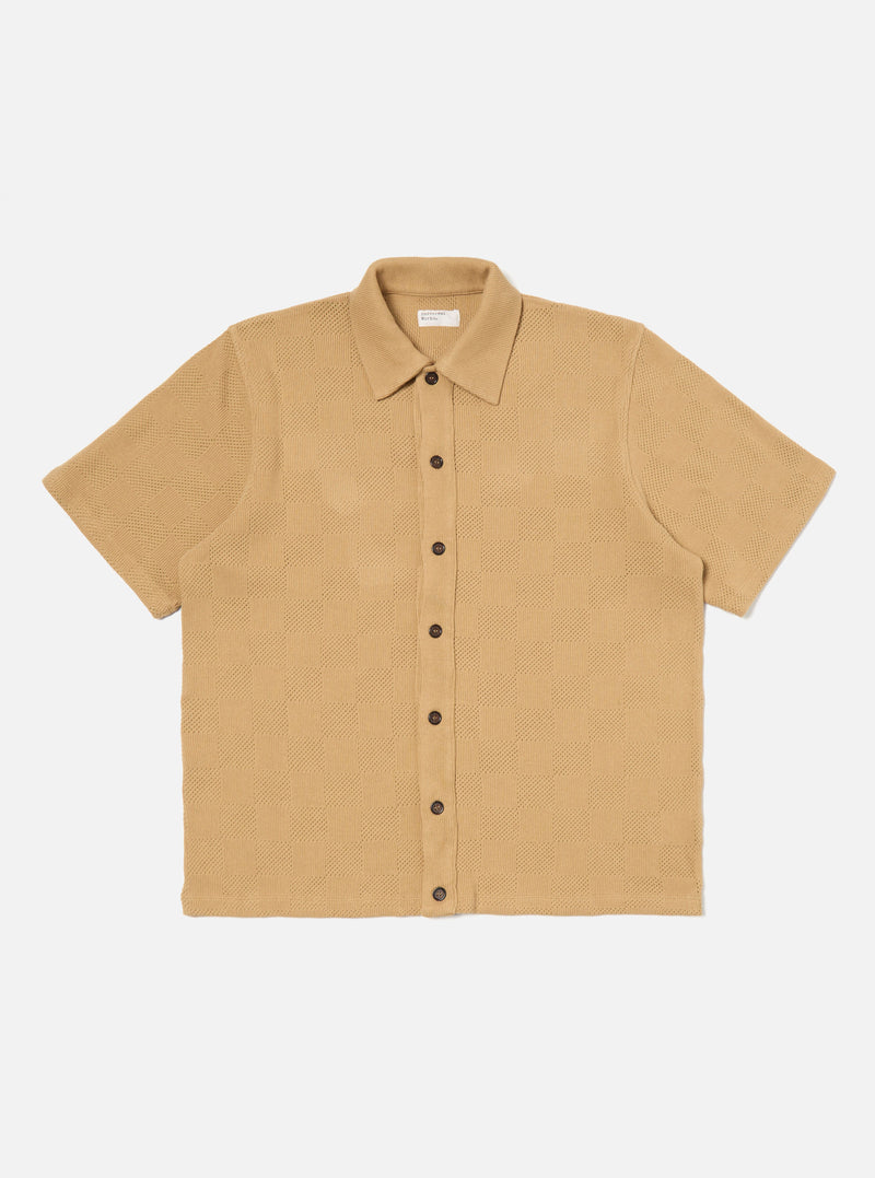 Sand Fantasy Checkerboard Button Through Polo