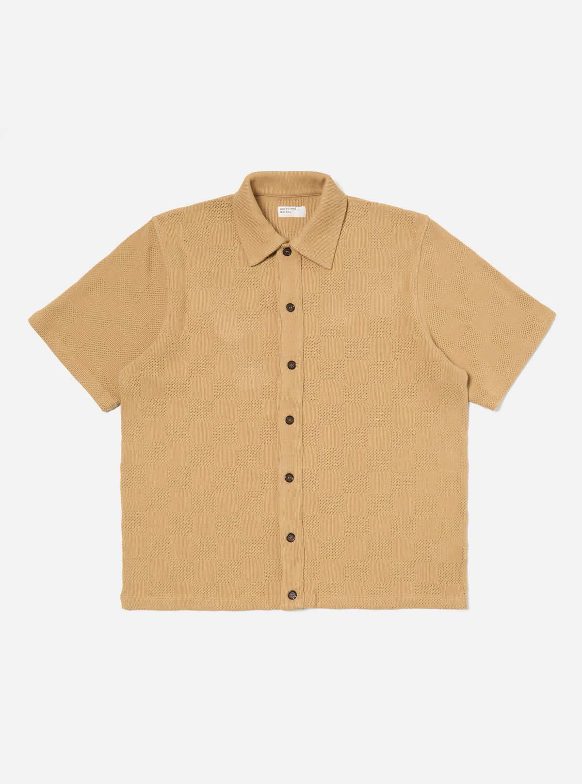 Sand Fantasy Checkerboard Button Through Polo
