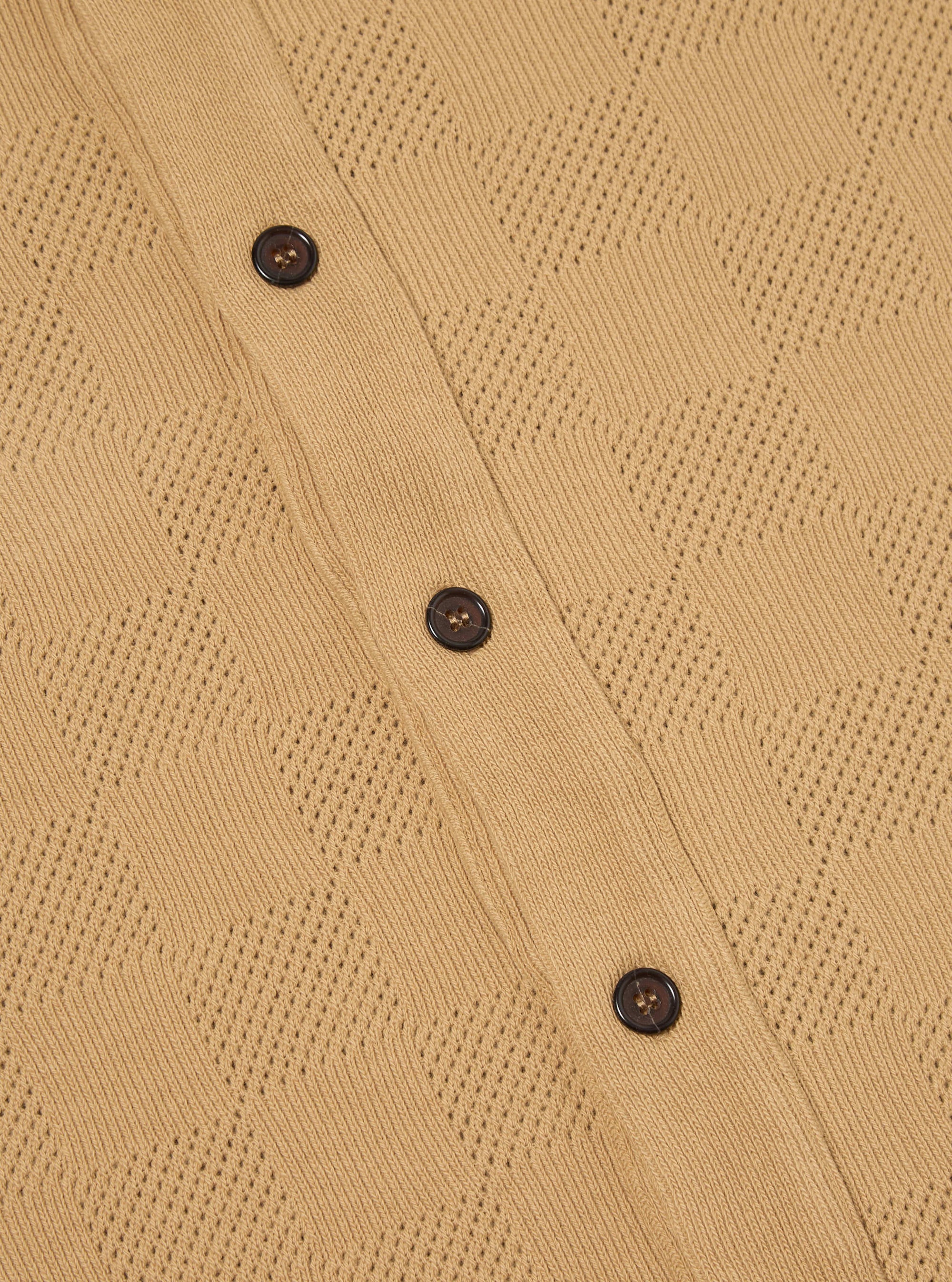 Sand Fantasy Checkerboard Button Through Polo