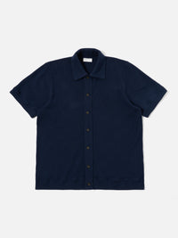 Bright Navy Fantasy Checkerboard Button Through Polo
