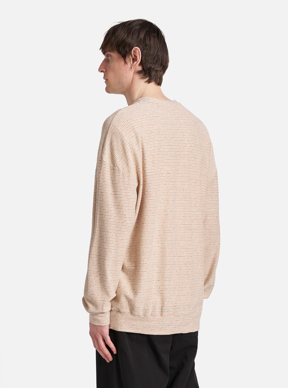 Ecru Stripe Lincot Jersey Loose Sweatshirt