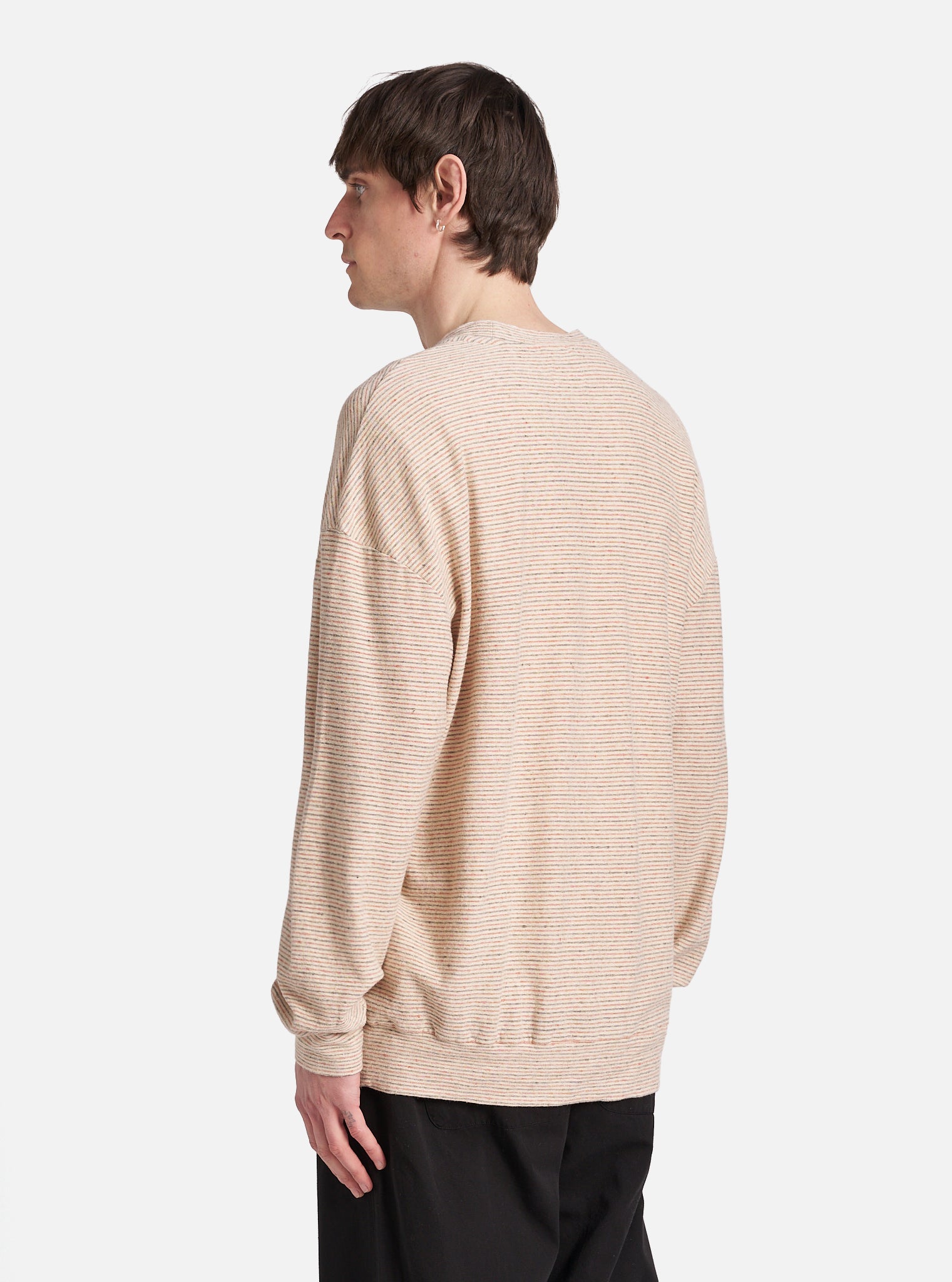 Ecru Stripe Lincot Jersey Loose Sweatshirt