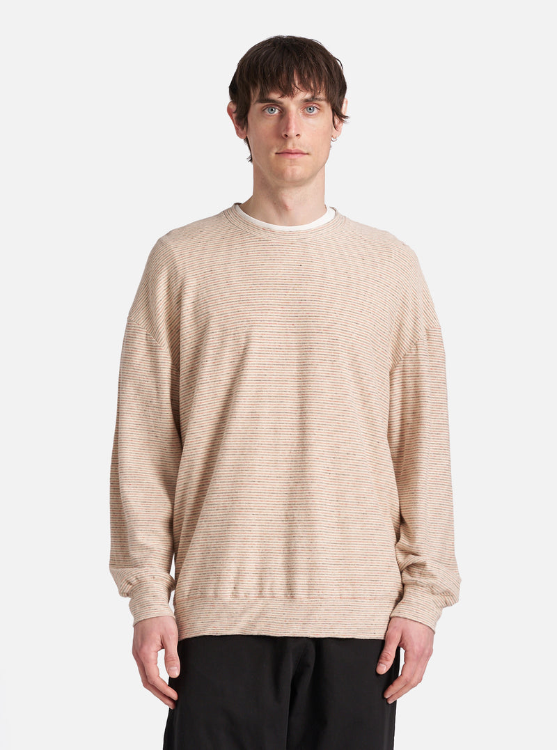 Ecru Stripe Lincot Jersey Loose Sweatshirt