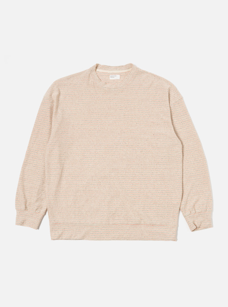 Ecru Stripe Lincot Jersey Loose Sweatshirt