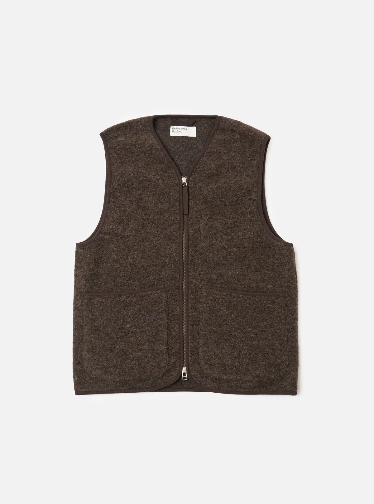 Brown Wool Fleece Zip Gilet