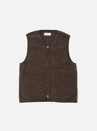 Brown Wool Fleece Zip Gilet