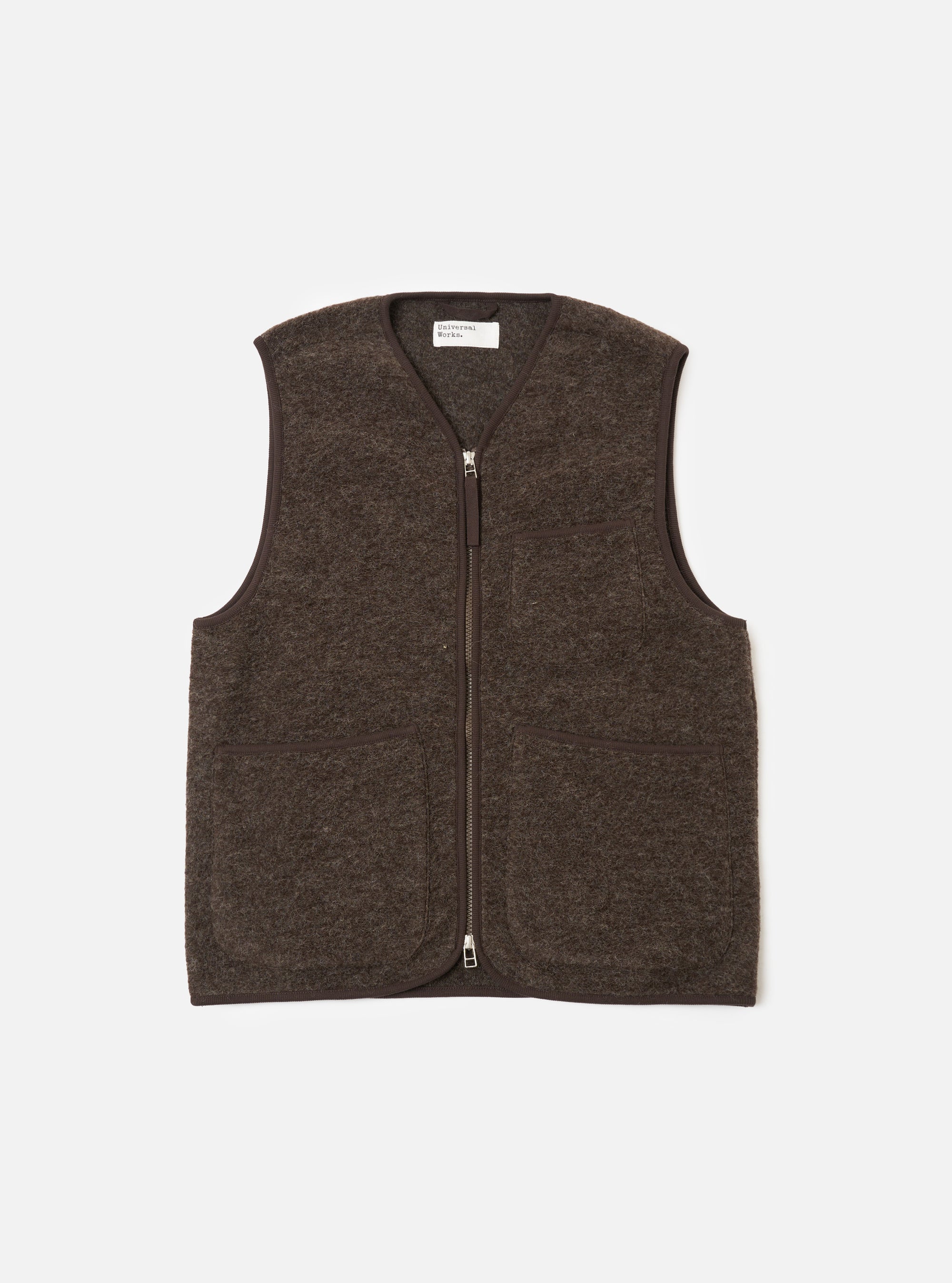 Brown Wool Fleece Zip Gilet