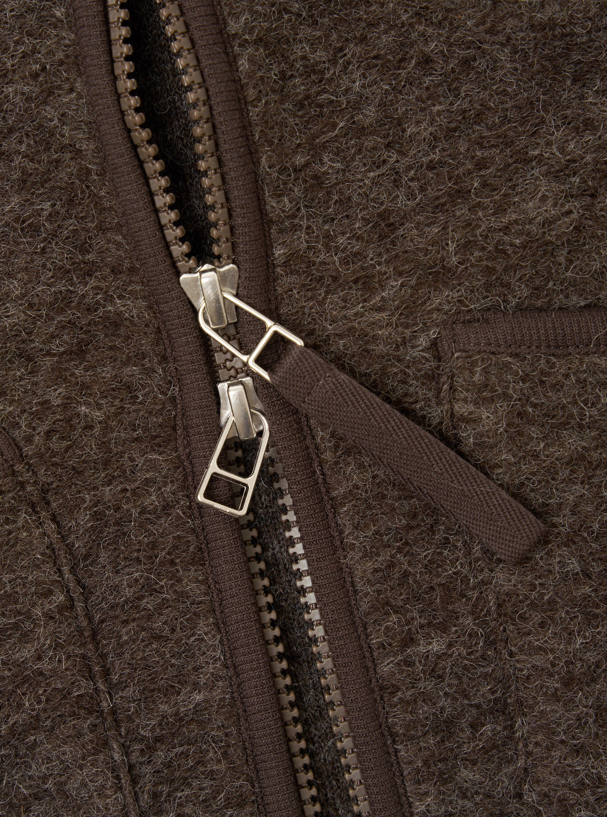 Brown Wool Fleece Zip Gilet