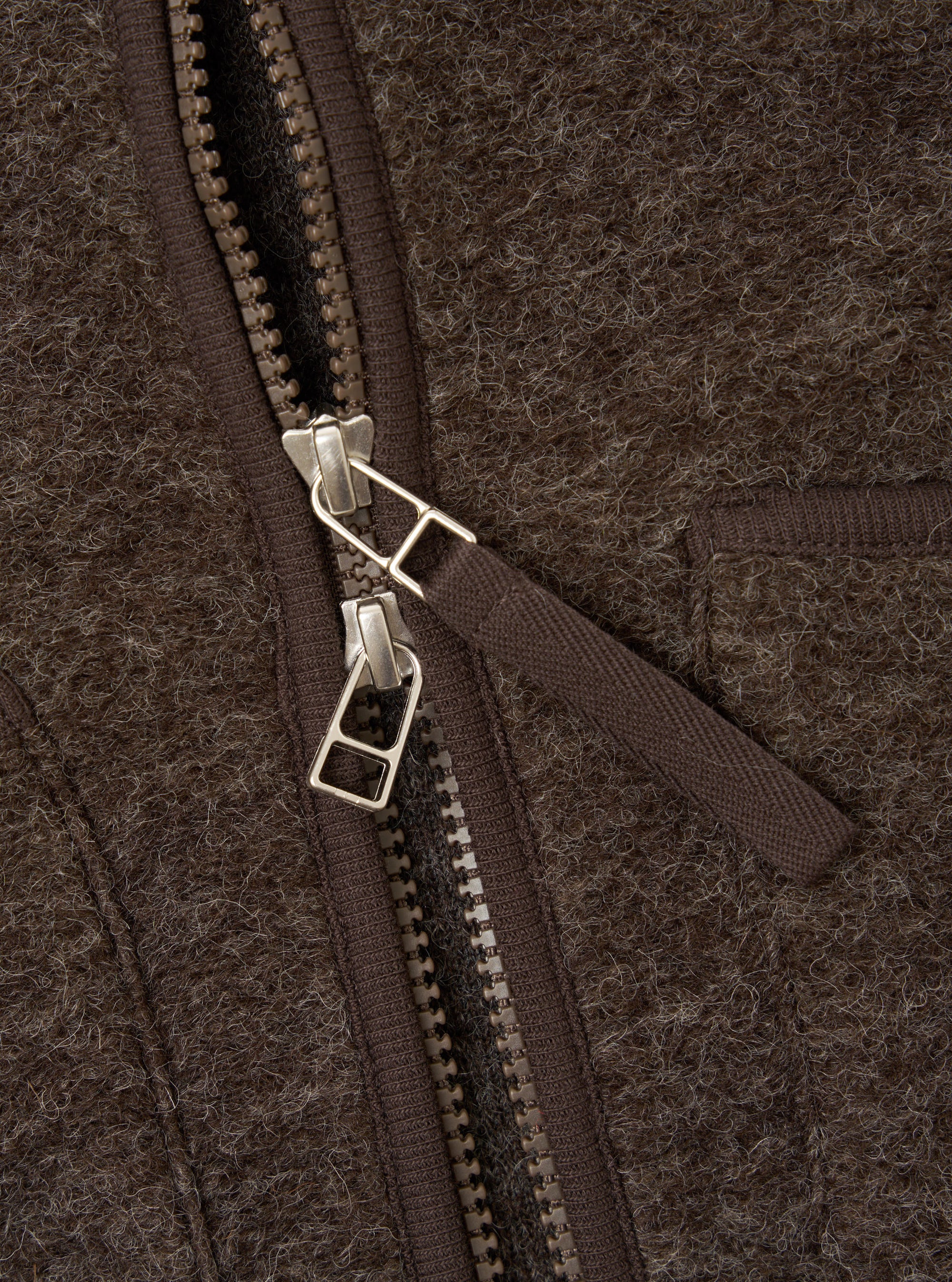 Brown Wool Fleece Zip Gilet