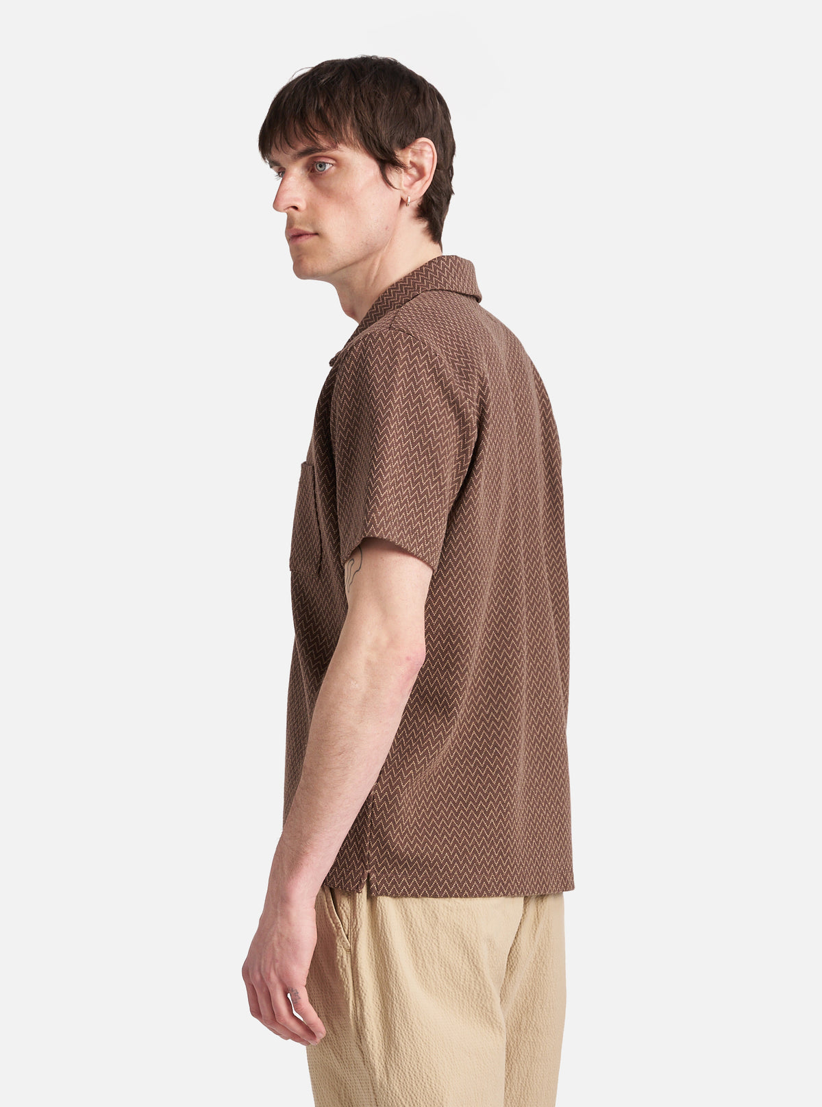 Brown Zig Zag Jersey Newlyn Polo