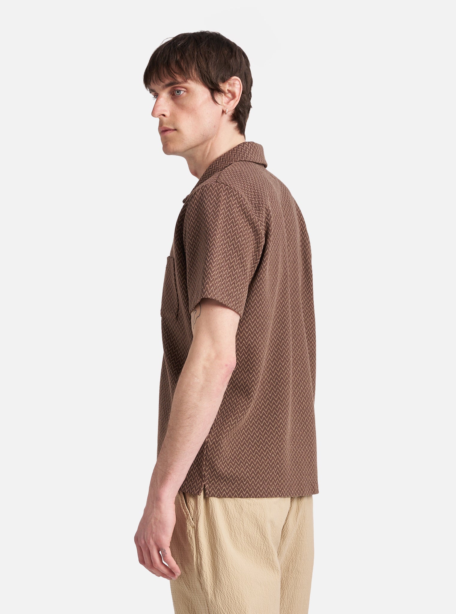Brown Zig Zag Jersey Newlyn Polo