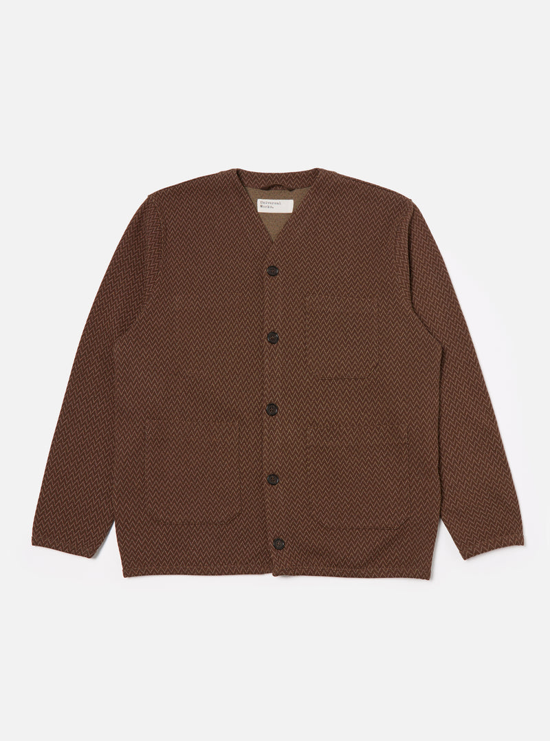 Brown Zig Zag Jersey Cardigan