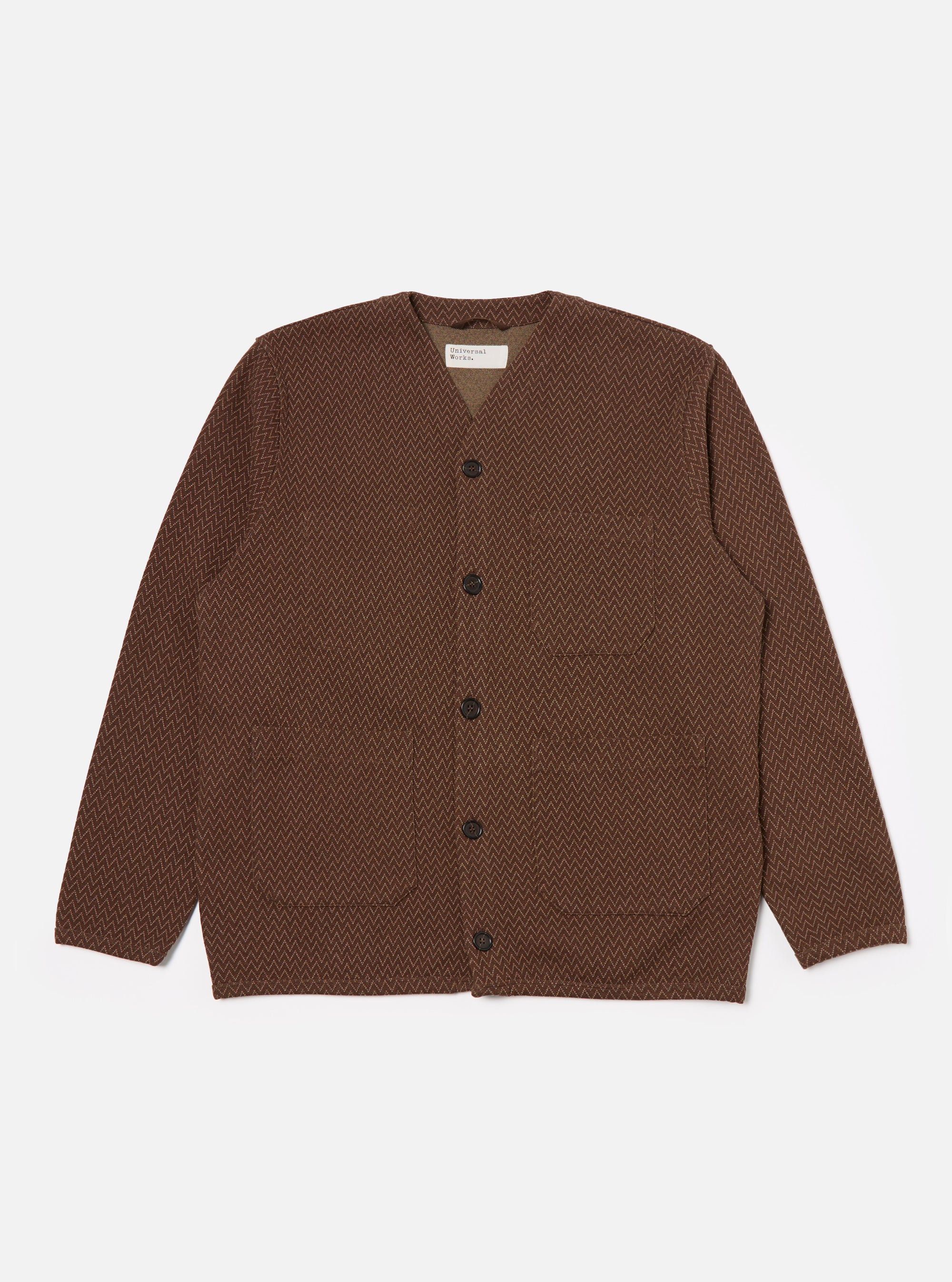Brown Zig Zag Jersey Cardigan