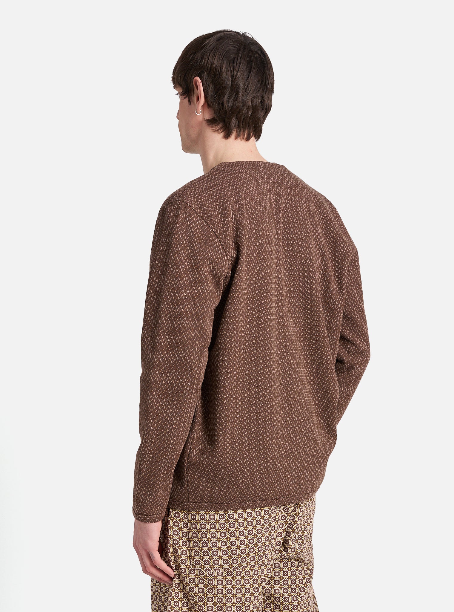 Brown Zig Zag Jersey Cardigan