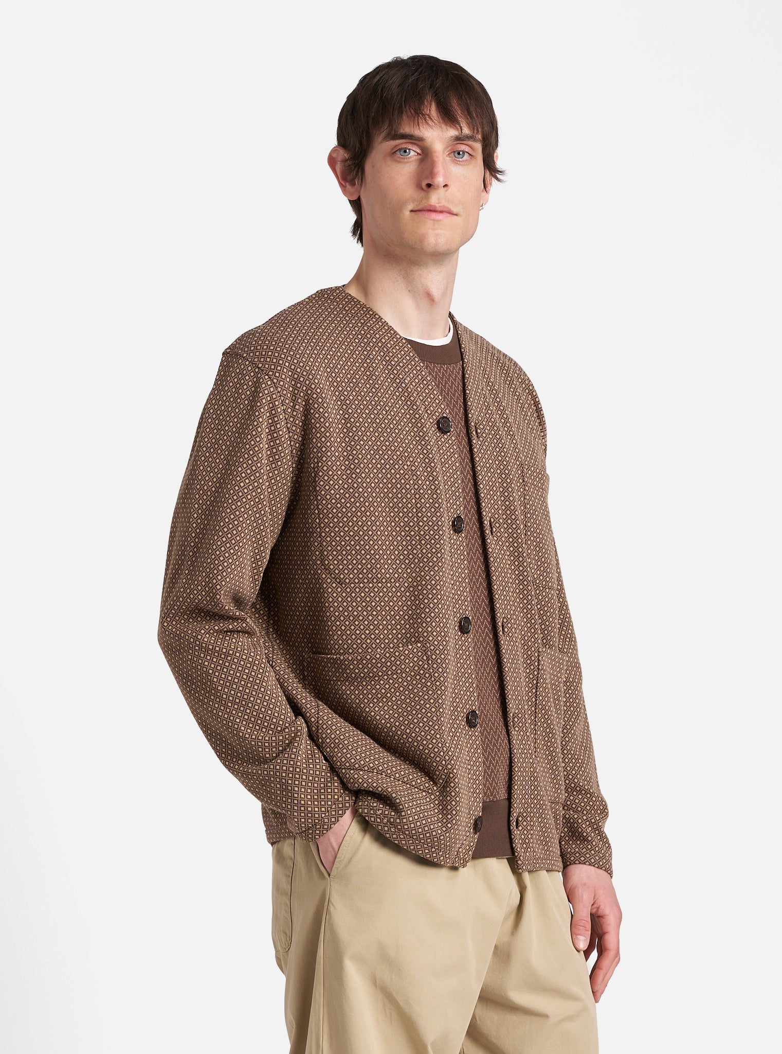 Brown Argyll Jersey Cardigan