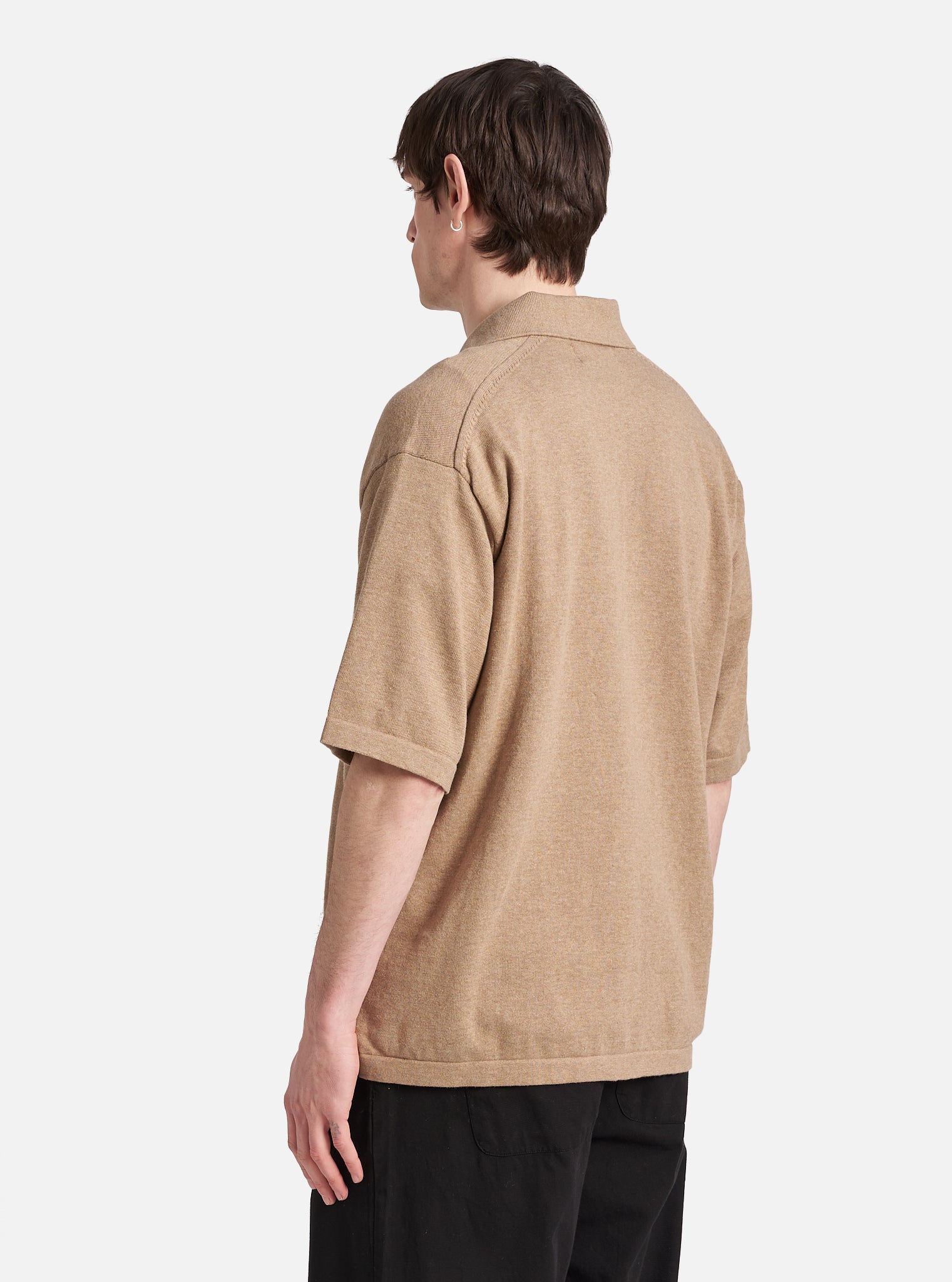 Sand Cotton Knit Pullover Knit Shirt