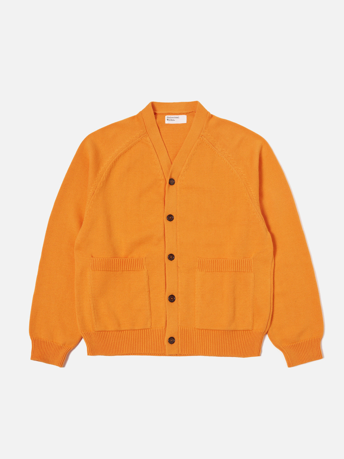 Orange Cotton Knit Pocket David Cardigan