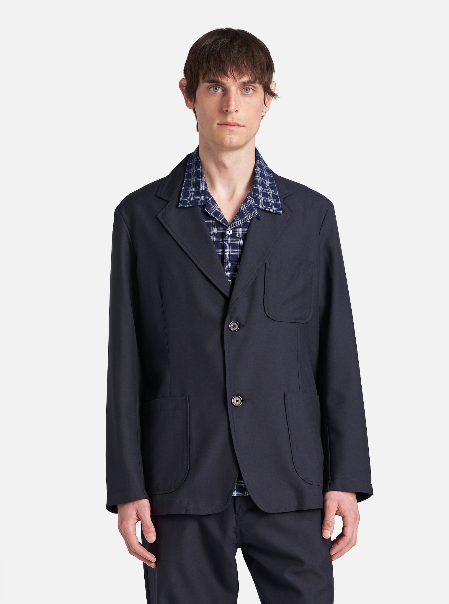 Navy Tropical Suiting Two Button Jacket